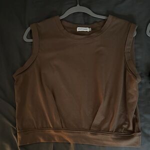 Brown Sleeveless Cropped Tank Top